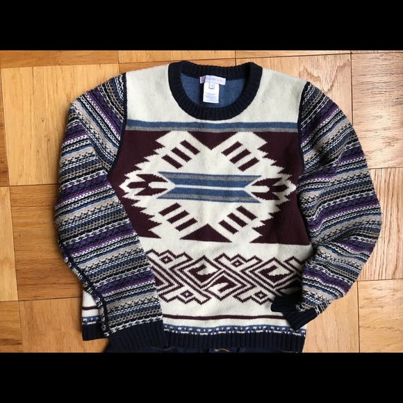 Ethnic Pattern Wool Sweater - Picture 1 of 8